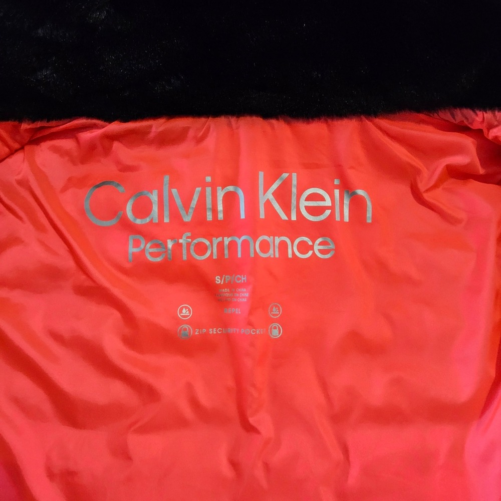 Calvin Klein Performance Puffer Jacket Womens Small Pink Hooded Mixed Media - Picture 9 of 12